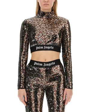Palm Angels Sequined Top - Black