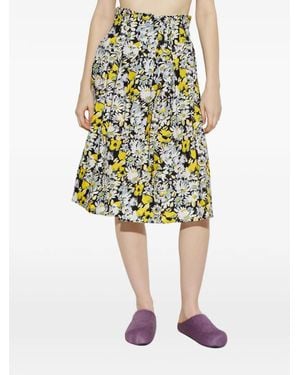 Marni Faltenrock mit Blumenmuster - Gelb