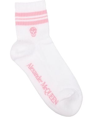 McQueen Women 's Chaussettes et chaussettes en coton blanc / viande rose