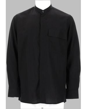 Low Brand Lyocell & Linen Button-Up Shirt - Black