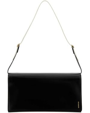 Jil Sander Leather Medium File Shoulder Bag - Black