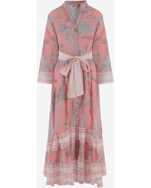 PEP'S CANNES Baumwollkleid mit Blumendruck - Pink