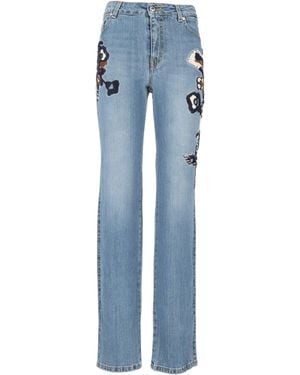 Ermanno Scervino Light Denim Jeans Con Applicazione Floral Applique Jeans - Blue
