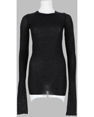 Rick Owens Long-Sleeved T-Shirt Viscose Silk T-Shirts - Black