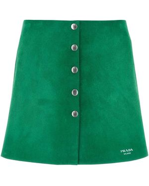 Prada Grass Suede Mini Skirt - Green