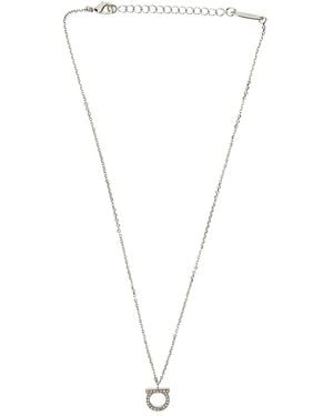Ferragamo Collier en cristal Gancini - Blanc
