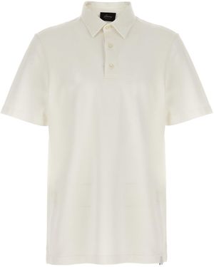 Brioni Piqué Cotton Polo Shirt With Structured Collar - Weiß