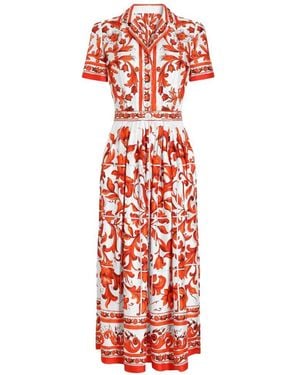 Dolce & Gabbana Maiolica Print Silk Maxi Dress - White