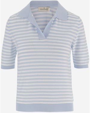 Bruno Manetti Cotton Blend Polo Shirt - Blue
