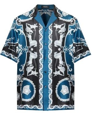 Versace Silk Short-Sleeve Shirt - Blue