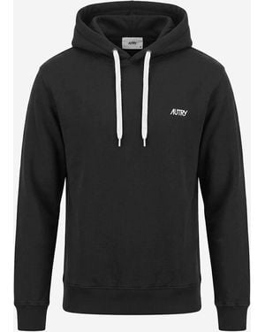 Autry Cotton Hoodie With Logo Sweatshirts - Black