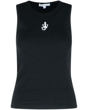 JW Anderson JW Anderson 'Anker' schwarzer Baumwoll -Tanktopop