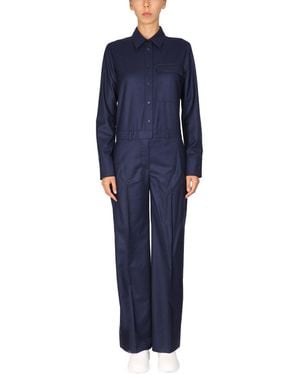 Stella McCartney Solid Shirt Collar Jumpsuit - Blue
