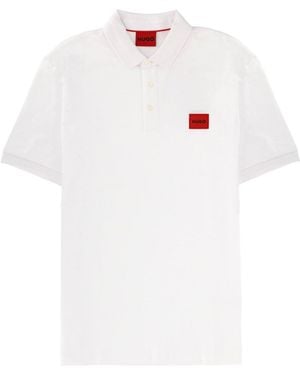 HUGO Polo Con Patch Logo - White