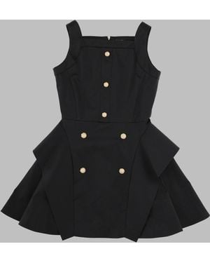 Balmain Mini Soft Fabric Dress For Girls - Black