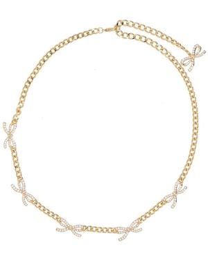 Self-Portrait Necklace With Bows And Crystals Copper Necklaces - Natural