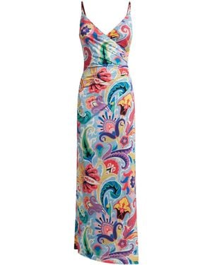 Etro Long Dress With Floral Print - White