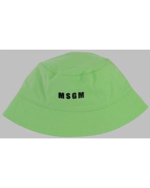 MSGM Boys 100% Cotton Cloche Hat - Green