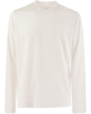 Fedeli Giza Cotton Crew Neck T Shirt - White