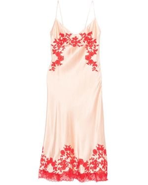 Ermanno Scervino Midikleid Mit Blumenstickerei - Rot