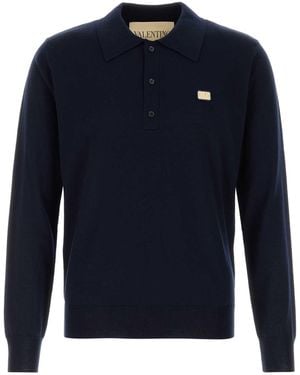 Valentino Garavani Midnight Wool Polo Shirt - Blue