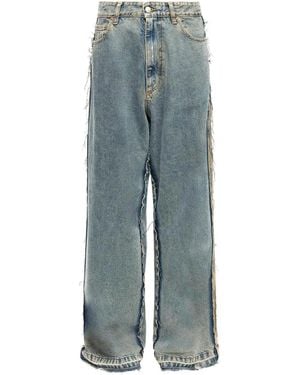 MM6 by Maison Margiela Relaxed Wide-Leg Jeans With Distressed Edges - Blue