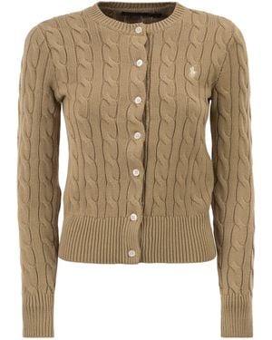 Polo Ralph Lauren Kabelgebreid Katoenen Vest Met Ronde Hals - Naturel