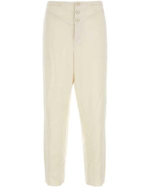 Saint Laurent Ivory Satin Pant - Natural