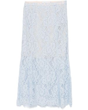 Self-Portrait Flared Midi-Rok Met Kant - Blauw