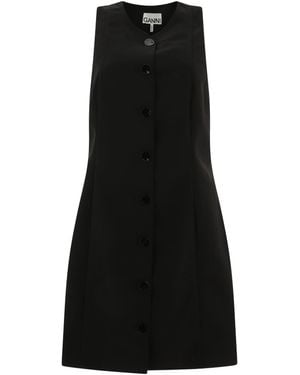 Ganni Twill -Kleid - Schwarz