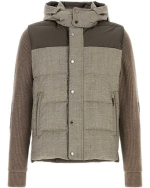Moorer Cappuccino Wool Bensa Down Jacket - Green
