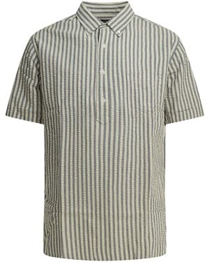 Beams Plus Casual Cotton Seersucker Shirt - Grey