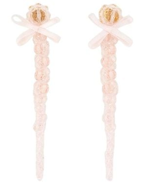 Simone Rocha Petite Boog Druppel Oorbellen Kristal Roze - Wit