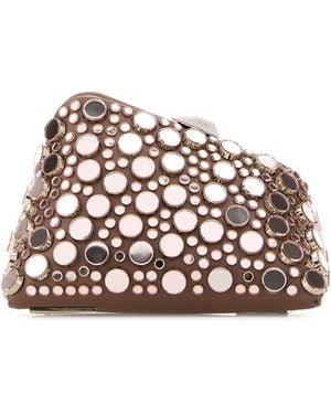 The Attico Embellished Leather Midnight Clutch - Pink