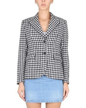 Versace Wool Blend Tweed Jacket - Blue