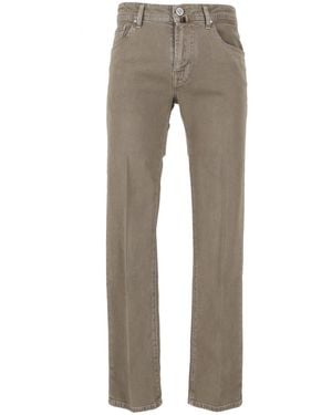 Jacob Cohen Bard Zipper Fly Five-Pocket Slim-Leg Pants - Gray