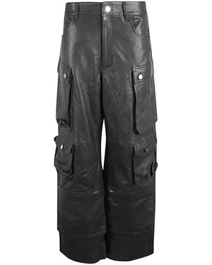 Fermas.club Leather Cargo Pants - Gray