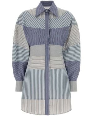 Moschino Embroidered Poplin Shirt Dress - Blue