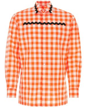 Prada Geruit Overhemd - Oranje