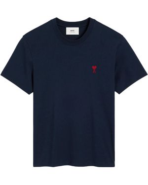Ami Paris Tshirt De Coeur Rouge - Blue