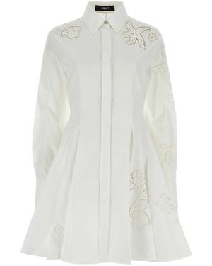 Versace White Poplin Shirt Kleid - Weiß