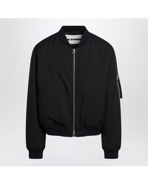 Jil Sander Wool Gabardine Bomber Jacket - Black
