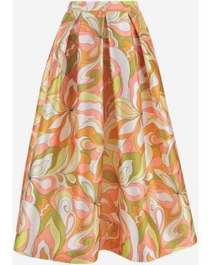 Lunatica Milano Flared Skirt With Fantasy Print - Orange