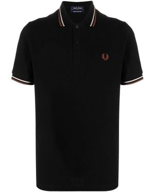 Fred Perry Poloshirt Mit Logo-Stickerei - Schwarz