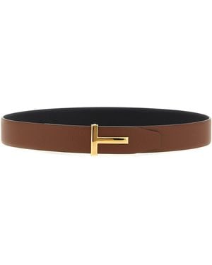 Tom Ford Logo Schnalle reversibler Gürtel - Weiß