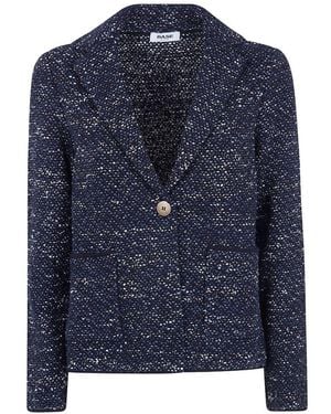 Base London Cotton Blend Single Breasted Jacket - Blue
