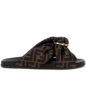 Fendi PUFFY FLAT FF SATIN - Nero