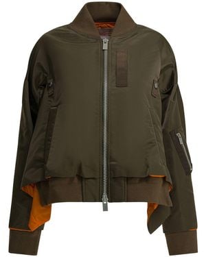Sacai Nylon Zippered Bomber Jacket - Green
