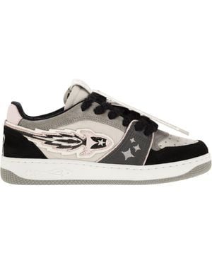 ENTERPRISE JAPAN Ej Egg Rocket Leather Trainers With Logo - Black