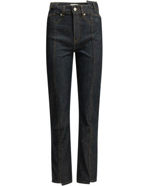 Ganni "Fold" Straight-Leg Jeans - Black